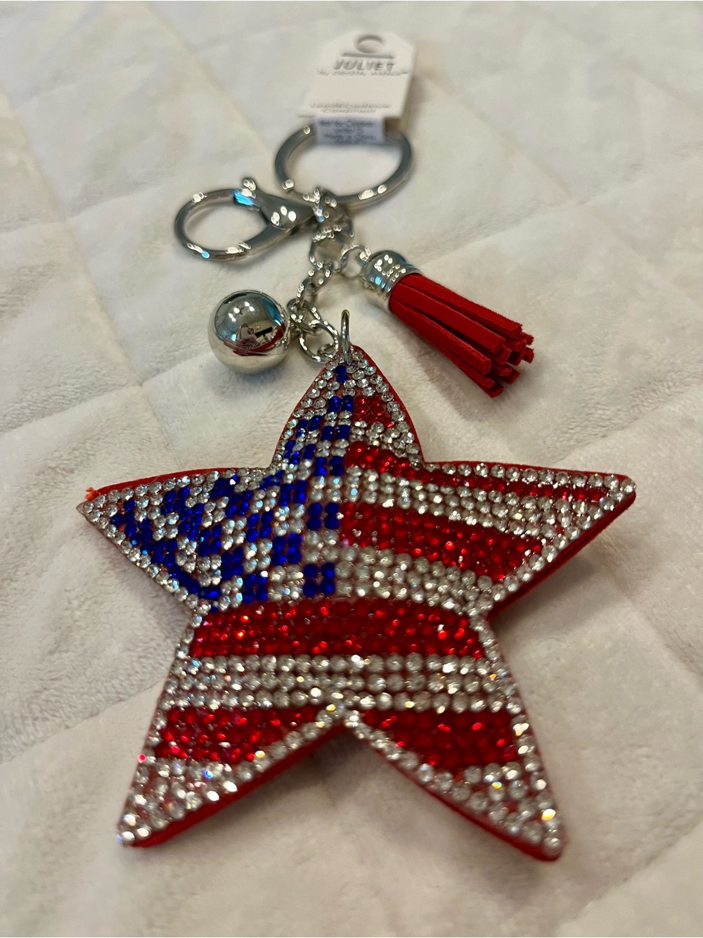 Juliet by Crystal Avenue Flag Star Rhinestone Key Chain